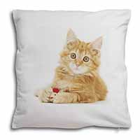 Fluffy Ginger Kitten Soft White Velvet Feel Scatter Cushion