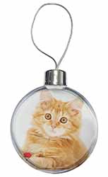 Fluffy Ginger Kitten Christmas Bauble