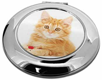 Fluffy Ginger Kitten Make-Up Round Compact Mirror