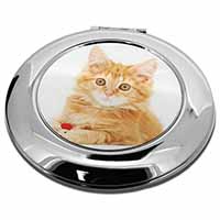 Fluffy Ginger Kitten Make-Up Round Compact Mirror