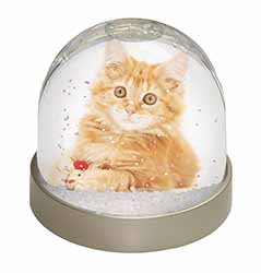 Fluffy Ginger Kitten Snow Globe Photo Waterball