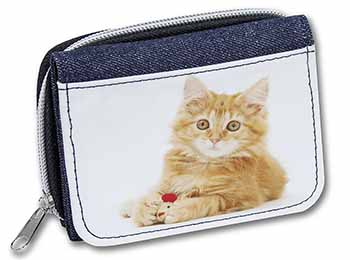 Fluffy Ginger Kitten Unisex Denim Purse Wallet