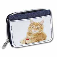 Fluffy Ginger Kitten Unisex Denim Purse Wallet