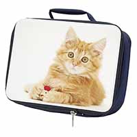 Fluffy Ginger Kitten Navy Insulated School Lunch Box/Picnic Bag