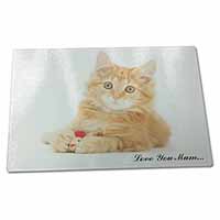 Large Glass Cutting Chopping Board Ginger Kitten 