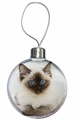 Ragdoll Cat with Blue Eyes Christmas Bauble