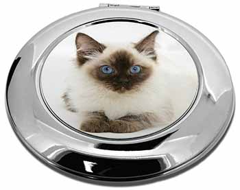 Ragdoll Cat with Blue Eyes Make-Up Round Compact Mirror