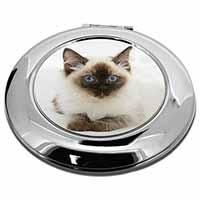 Ragdoll Cat with Blue Eyes Make-Up Round Compact Mirror