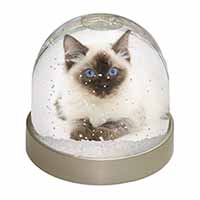 Ragdoll Cat with Blue Eyes Snow Globe Photo Waterball