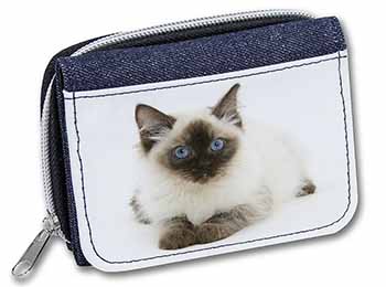 Ragdoll Cat with Blue Eyes Unisex Denim Purse Wallet