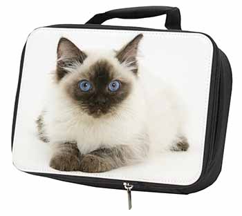 Ragdoll Cat with Blue Eyes Black Insulated School Lunch Box/Picnic Bag