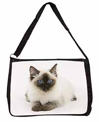 Ragdoll Cat with Blue Eyes Large Black Laptop Shoulder Bag School/College