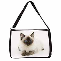 Ragdoll Cat with Blue Eyes Large Black Laptop Shoulder Bag School/College