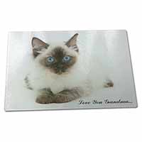 Large Glass Cutting Chopping Board Ragdoll Kitten 