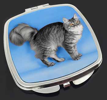 Silver Maine Coon Cat Make-Up Compact Mirror
