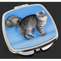 Silver Maine Coon Cat Make-Up Compact Mirror