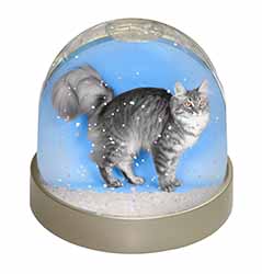 Silver Maine Coon Cat Snow Globe Photo Waterball