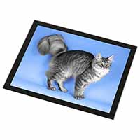 Silver Maine Coon Cat Black Rim High Quality Glass Placemat