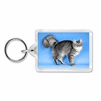 Silver Maine Coon Cat Photo Keyring printed full colour