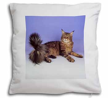 Tabby Maine Coon Cat Soft White Velvet Feel Scatter Cushion