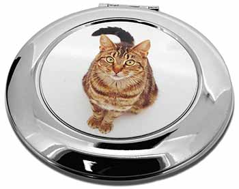 Brown Tabby Cat Make-Up Round Compact Mirror