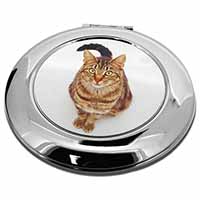 Brown Tabby Cat Make-Up Round Compact Mirror