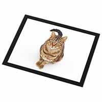 Brown Tabby Cat Black Rim High Quality Glass Placemat