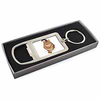 Brown Tabby Cat Chrome Metal Bottle Opener Keyring in Box