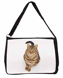 Brown Tabby Cat Large Black Laptop Shoulder Bag School/College