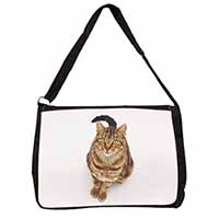 Brown Tabby Cat Large Black Laptop Shoulder Bag School/College