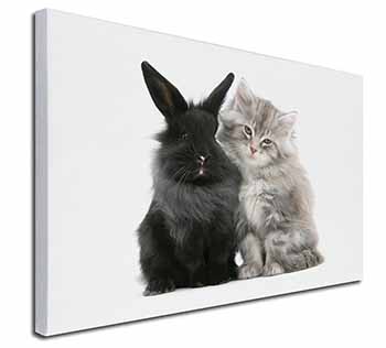 Cute Kitten with Rabbit Canvas X-Large 30"x20" Wall Art Print