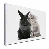 Cute Kitten with Rabbit Canvas X-Large 30"x20" Wall Art Print