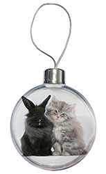 Cute Kitten with Rabbit Christmas Bauble