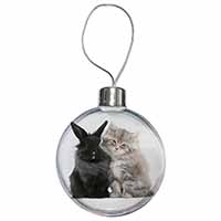 Cute Kitten with Rabbit Christmas Bauble