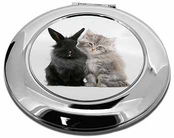 Cute Kitten with Rabbit Make-Up Round Compact Mirror