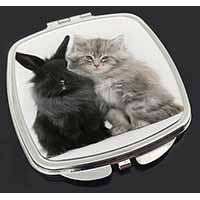 Cute Kitten with Rabbit Make-Up Compact Mirror