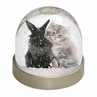 Cute Kitten with Rabbit Snow Globe Photo Waterball