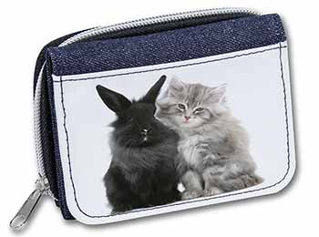 Cute Kitten with Rabbit Unisex Denim Purse Wallet