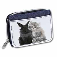 Cute Kitten with Rabbit Unisex Denim Purse Wallet