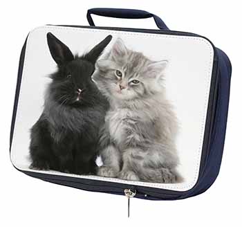 Cute Kitten with Rabbit Navy Insulated School Lunch Box/Picnic Bag