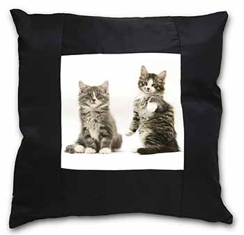 Tabby Cats Black Satin Feel Scatter Cushion