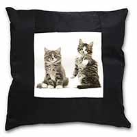 Tabby Cats Black Satin Feel Scatter Cushion