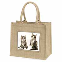Tabby Cats Natural/Beige Jute Large Shopping Bag