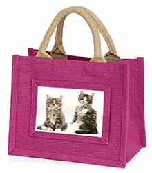 Tabby Cats Little Girls Small Pink Jute Shopping Bag