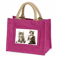 Tabby Cats Little Girls Small Pink Jute Shopping Bag