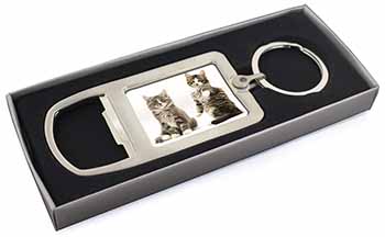 Tabby Cats Chrome Metal Bottle Opener Keyring in Box