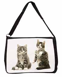 Tabby Cats Large Black Laptop Shoulder Bag School/College