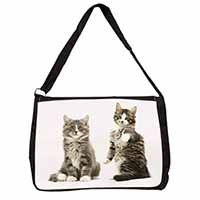 Tabby Cats Large Black Laptop Shoulder Bag School/College