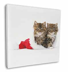 Christmas Kittens Square Canvas 12"x12" Wall Art Picture Print