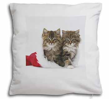 Christmas Kittens Soft White Velvet Feel Scatter Cushion